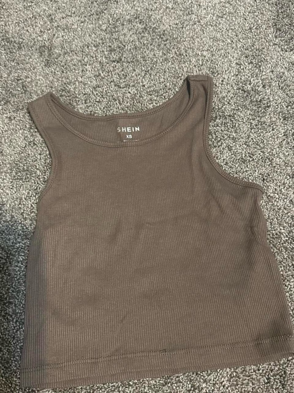 SHEIN Chocolate Brown Ribbed Tank Top - Women's